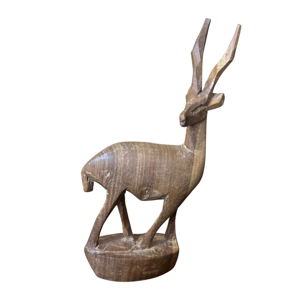 Carved Wood Wooden Impala Antelope Gazelle Deer Hand Carved Kenya Vintage